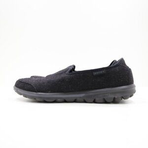 Skechers GoWalk Compose Black Felt Lightweight Slip On Flats - 9.5